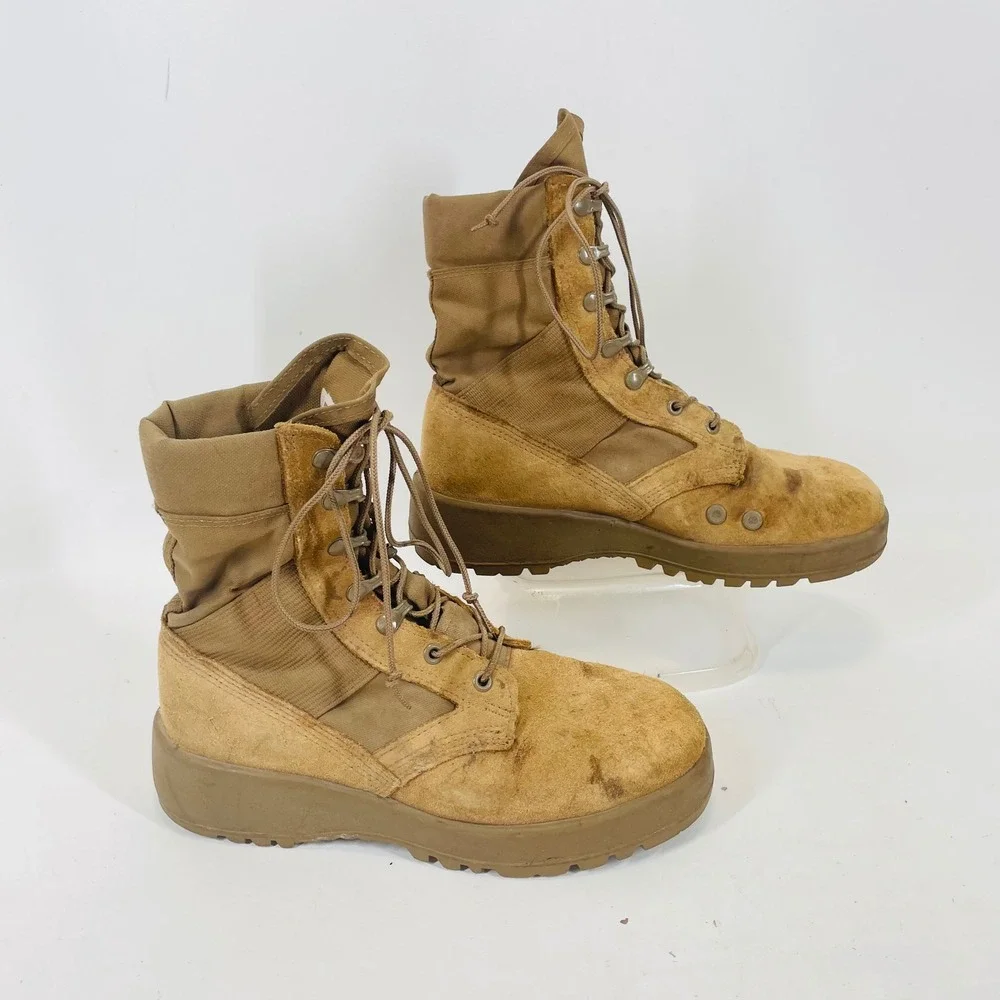US Army Hot Weather Combat Boots Coyote Tan Suede Vibram 7.5W SPE1C1-17-D-1004